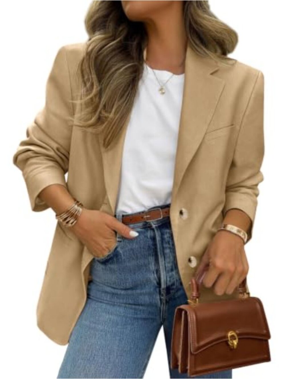 Business Casual Women's Blazer Long Sleeve Notch Lapel Open Front Suit Jacket